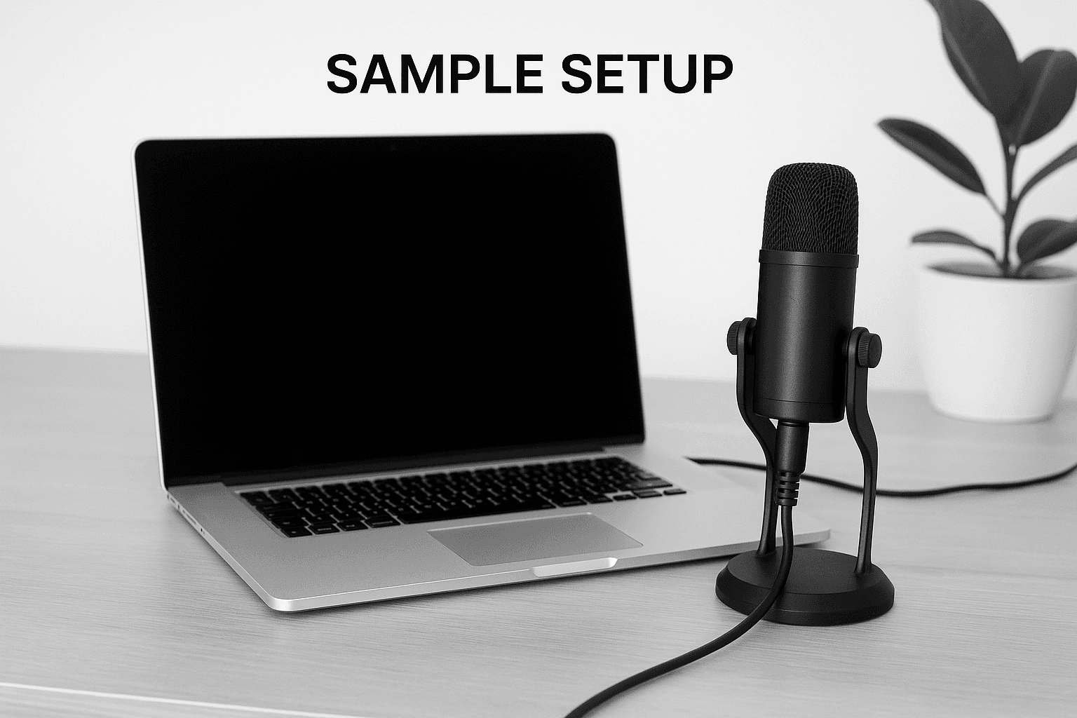 Laptop with USB microphone on desk